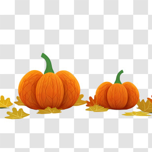 Fall Harvest Pumpkin - Orange Pumpkins With Autumn Leaves Transparent PNG