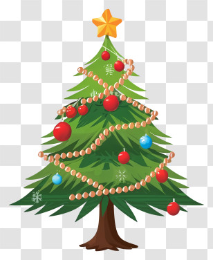 Christmas Tree - Decorated Christmas Tree With Ornaments Transparent PNG