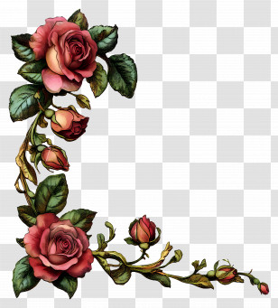 Valentine Rose Corner - Pink Roses Illustration Transparent PNG