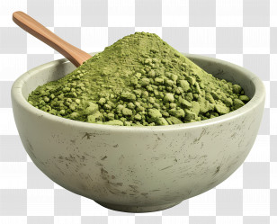 Matcha Powder - Bowl Of Green Powder With Spoon Transparent PNG