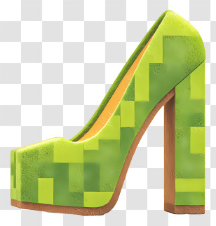 Minecraft Heeled Shoe - Green High Heel Fashion Shoe Transparent PNG