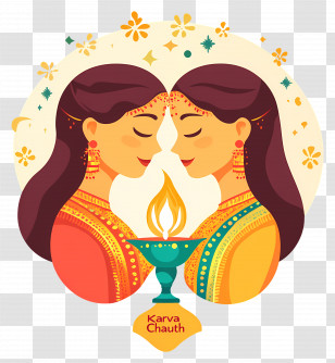 Karva Chauth - Two Women Celebrating Karva Chauth Transparent PNG