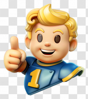 Vault Boy - Cartoon Character Giving Thumbs Up Transparent PNG
