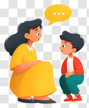 Mother Talking To Boy - Mother And Child In Conversation Transparent PNG