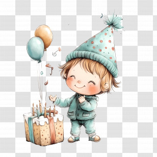 Baby Birthday - Child With Birthday Cake Transparent PNG