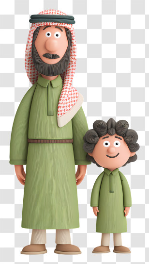 Saudi Man With Son - Father And Son In Traditional Clothing Transparent PNG