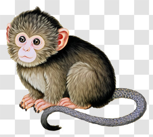 Zodiac Chinese - Adorable Baby Brown Monkey Transparent PNG