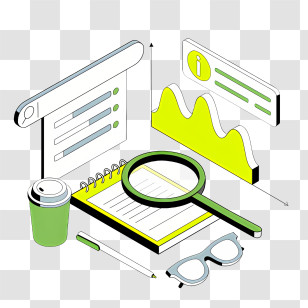 Health - Office Supplies And Magnifying Glass Transparent PNG