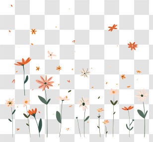 Flying Flowers - Minimalist Spring Flowers In Nature Graphics Transparent PNG