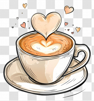 Coffee Cup - Coffee Cup With Heart Latte Art Transparent PNG