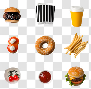 Fast Food - Assorted Fast Food Items On Transparent Background Transparent PNG