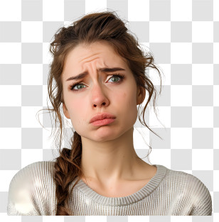 Disappointed Woman - Woman Showing Concerned Facial Expression Transparent PNG