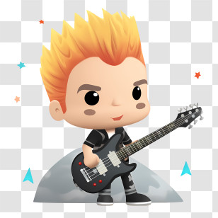 Toca Life World Character - Cute Cartoon Guitarist With Blonde Hair Transparent PNG