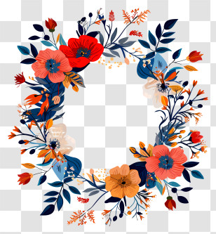 Flower Wreath - Decorative Floral Wreath Illustration Transparent PNG