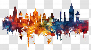 Bangalore City Skyline - Colorful City Skyline With Landmarks Transparent PNG