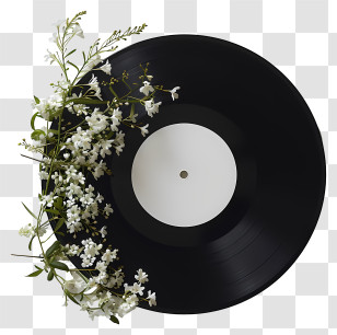 Vinyl Record - Vinyl Record With Flowers Transparent PNG