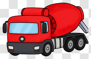 Cement Mixer Truck - Red Cement Mixer Truck Transparent PNG