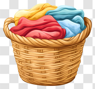 Laundry Basket - Basket Of Colorful Clothes For Laundry Concept Transparent PNG