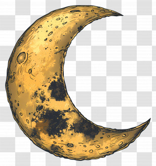 Moon - Golden Crescent Moon Illustration Transparent PNG