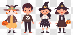 Halloween Kids - Children Wearing Halloween Costumes Transparent PNG