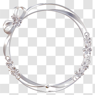 Silver Floral Circle Frame Transparent PNG