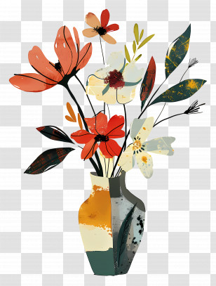 Flowers In Vase - Colorful Flower Vase Transparent PNG