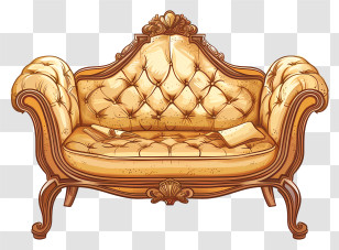 Single Sofa - Luxurious Vintage Sofa With Golden Upholstery Transparent PNG