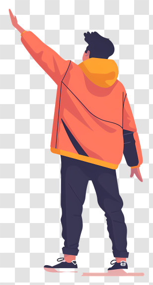 Man Raising Hand - Person In Orange Jacket Raising Hand Illustration Transparent PNG