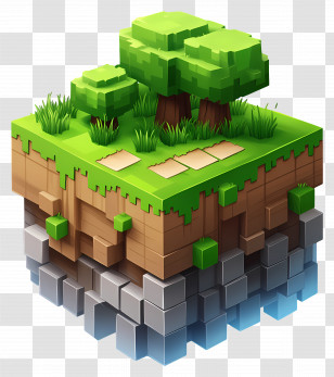 Minecraft - Blocky Green Landscape Illustration Transparent PNG
