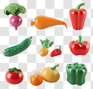 Vegetables - Colorful Plastic Toy Vegetables Set Transparent PNG