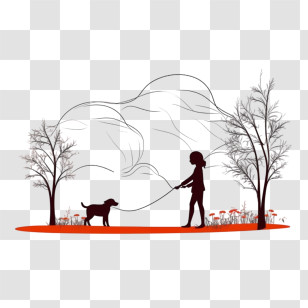 Girl
 - Woman Walking Dog In Natural Setting Illustration Transparent PNG