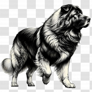 Hamburger - Illustrated Dog Standing Majestically Transparent PNG