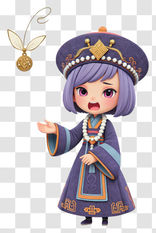 Jiangshi Zombie Girl - Girl In Traditional Purple Robe Transparent PNG