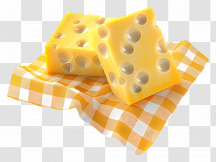 Cheese - Delicious Swiss Cheese On Checkered Cloth Transparent PNG
