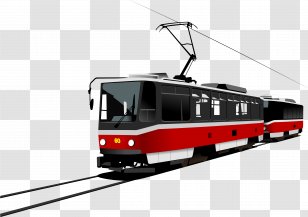 Bus Tram Clip Art - Train - Red Vector Diagram Transparent PNG