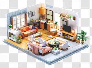 Apartment - Cozy Living Room Interior Transparent PNG