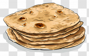 Chapati - Illustration Of A Stack Of Flatbreads Transparent PNG