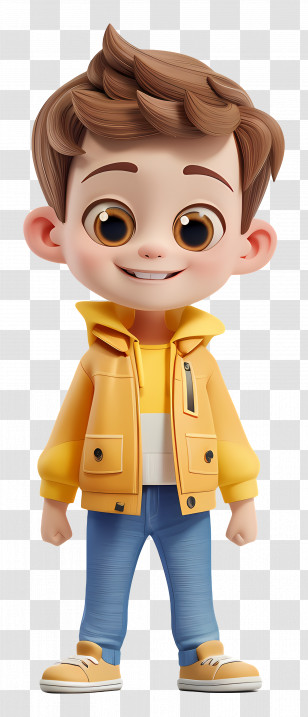 3d Little Boy - Cartoon Boy In Orange Jacket Transparent PNG