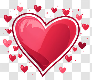 Heart Symbol - Red Heart With Smaller Hearts Decoration Illustration Transparent PNG
