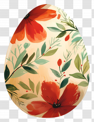 Easter Egg - Decorative Floral Painted Easter Egg Transparent PNG