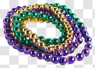 Mardi Gras Beads - Shiny Mardi Gras Beads Transparent PNG