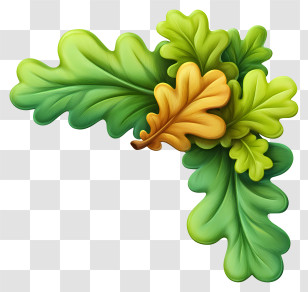Oak Leaf Corner Border - Green And Yellow Oak Leaves Transparent PNG
