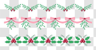 Black Background - Holiday Garland With Holly And Mistletoe Transparent PNG