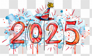 2025 Year - Colorful 2025 Party Celebration Design Transparent PNG