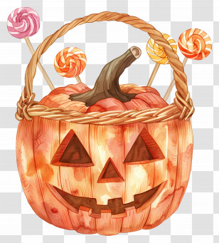 Halloween Basket - Pumpkin Candy Basket For Halloween Transparent PNG