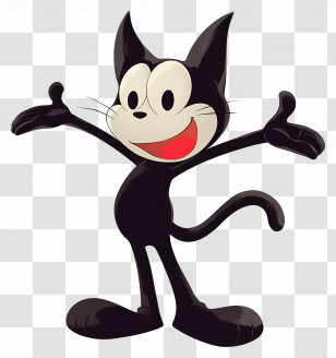 Felix The Cat - Black Cartoon Cat Transparent PNG