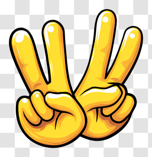 Two Fingers Emoji - Peace Gesture With Yellow Hands Transparent PNG
