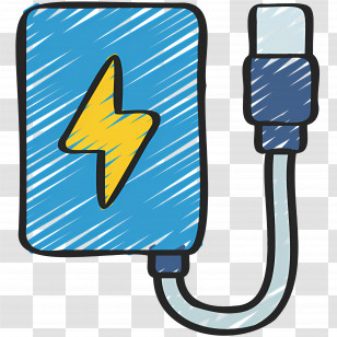 Power Bank - Power Bank Illustration In Doodle Style Transparent PNG