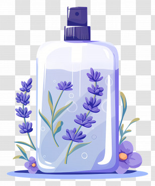 Lavender Shampoo - Lavender Spray Bottle With Artistic Floral Design Transparent PNG