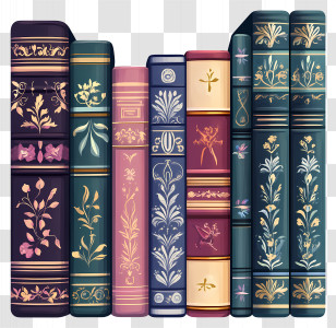 Books Standing - Decorative Books On Shelf Transparent PNG